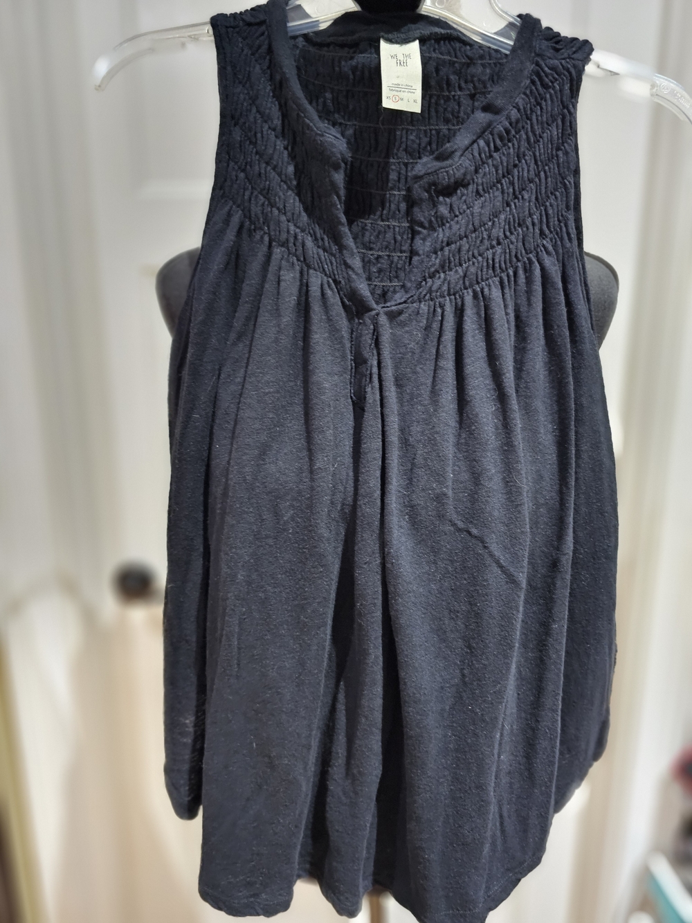 We The Free Black Smocked Yoke Tank